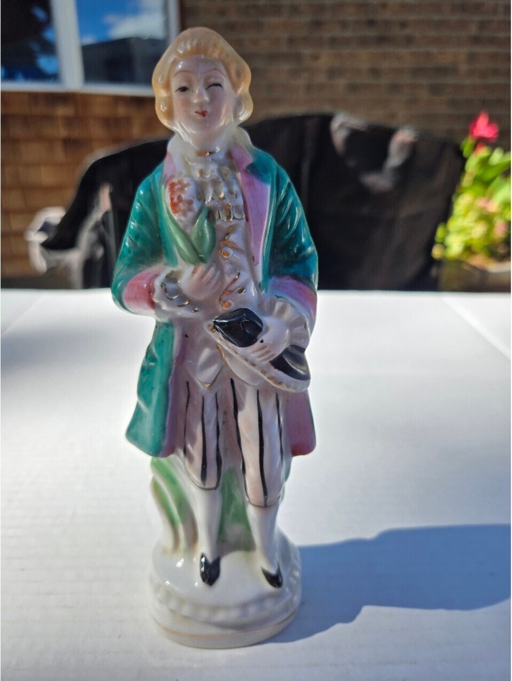 Vintage Japan Porcelain Gentleman Figurine Holding Hat Mid-Century Decor